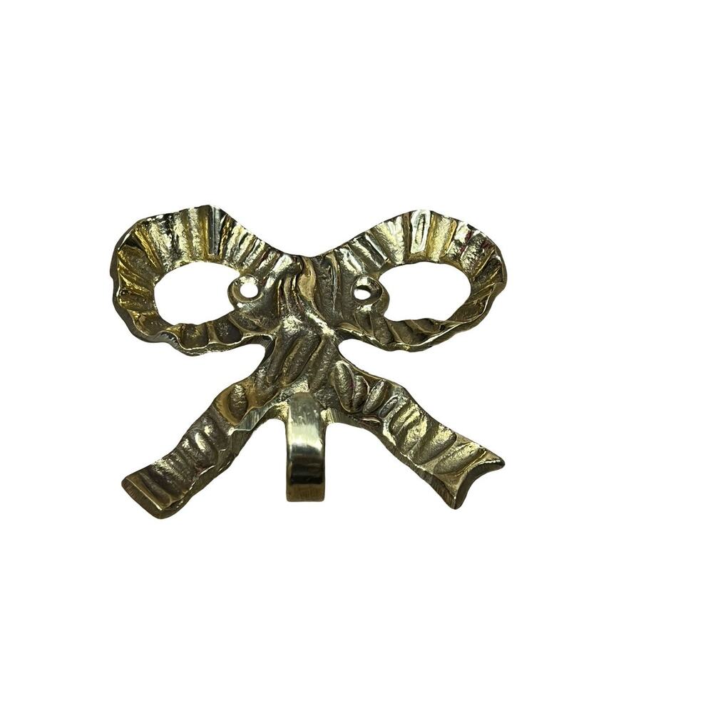Vintage Brass Bow Hook Wall Hanger Solid Brass